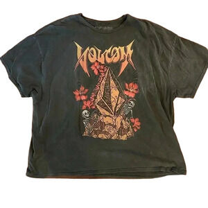 Volcom 100% organic cotton dark gray graphic tee short sleeve one size fits most